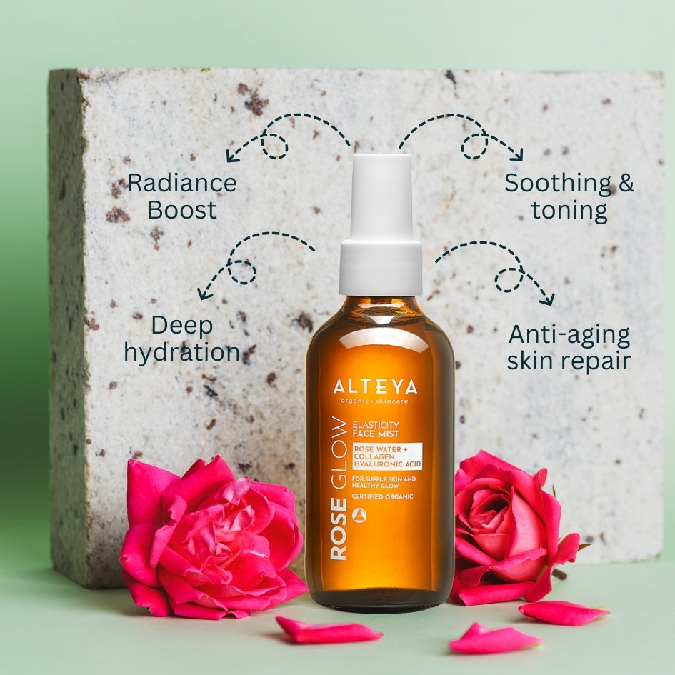 Rose Glow collagen face mist Alteya Organics