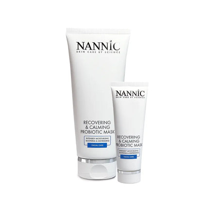 Formaten Nannic probiotic mask grote verpakking 200ml en travel formaat 50ml